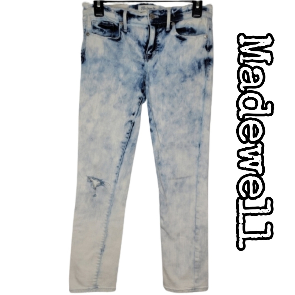 Madewell Light Storm Acid Wash Crop Skinny Jeans - Picture 2 of 14
